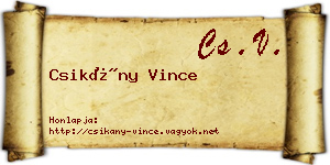 Csikány Vince névjegykártya